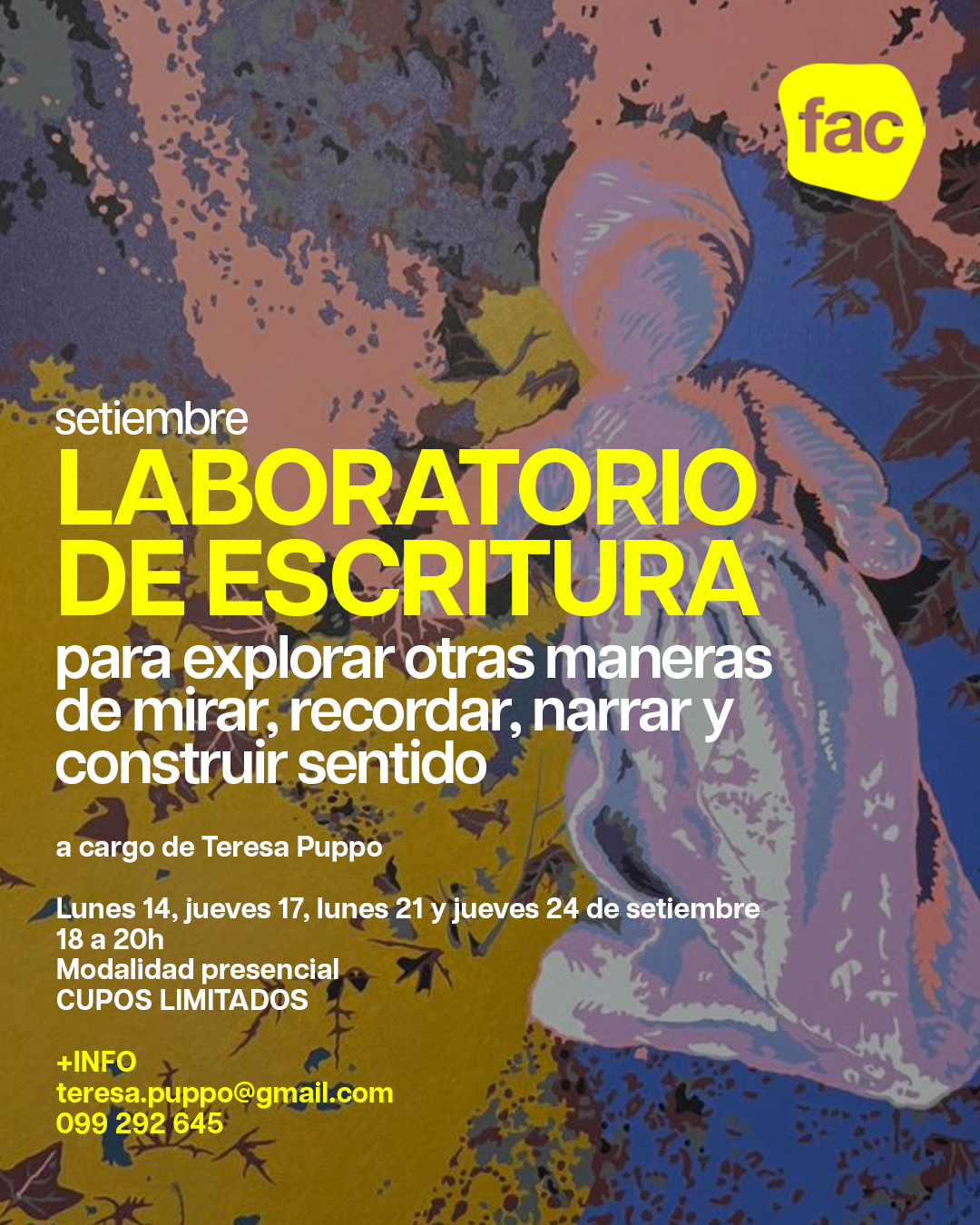 TALLER de PROYECTOS a cargo de Luciana Damiani
Convocatorias artísticas nacionales e internacionales